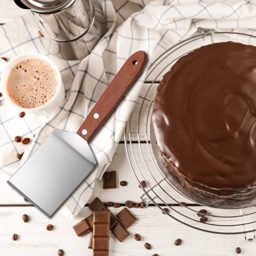 2 Pieces Small Brownie Cookie Spatula Metal Stainless Steel Spatula with Wooden Handle Heavy Duty Spatula for Kitchen Cooking Chef Baking Scraper Turner, 2.5 x 8.2 Inch1