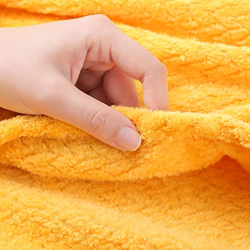 U UQUI Fleece Blanket Queen Size Yellow Lightweight Super Soft Cozy Luxury Bed Blanket Microfiber Dual Sided Throw Blanket fit Couch Sofa Thick Blanket, Yellow 90"x90"