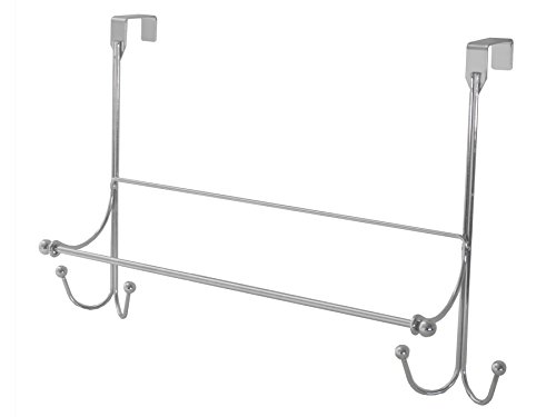 Splash Home Madhu Over The Door Hook Rack Accessory Organizer, 16" x 3" x 12", Satin