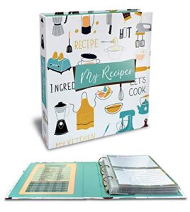 recipe binder, 8.5" x 9.5" 3 ring binder organizer set (with 50 page protectors, 100 4" x 6" recipe cards & 12 category divider tabs) by better kitchen products, vintage kitchen design