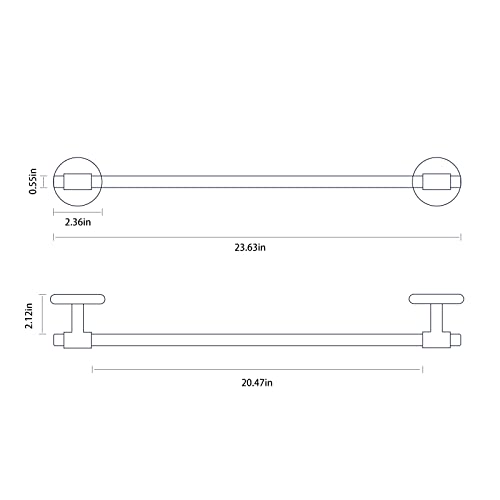 Bathroom Towel Bar 23.6 Inches Acrylic Shower Towel Rack for Bathroom Drill Free Bath Accessories Kitchen Towel Holder Wall Mounted Matte Black