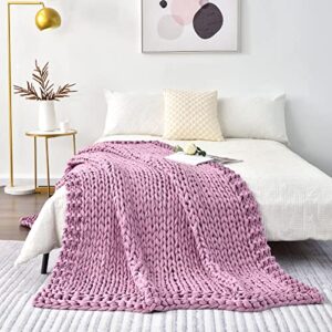 alzoear chunky knitted weighted blanket handmade cotton throw blankets for sleep home décor filler free cozy for bed sofa(light purple,40''x60''-10lbs)