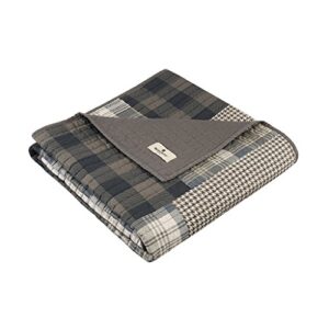 woolrich luxury quilted throw - cabin lifestyle, patchwork with moose design all season, lightweight and breathable cozy bedding layer throws for couch sofa, 50" w x 70" l, winter hills taupe
