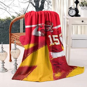 chchht warm fleece blanket-60¡±* 50¡±all season patrick-mahomes-15-red-yellow-stroke-the-fifth-dimension- blanket for couch bed