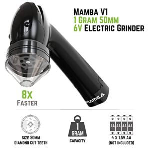 Mamba 1g 50mm Electric Herb Grinder. 6V Battery Powered One-Handed Mill. Easy Press Two-Direction Rocker Switch for Fluffy Product Grinding