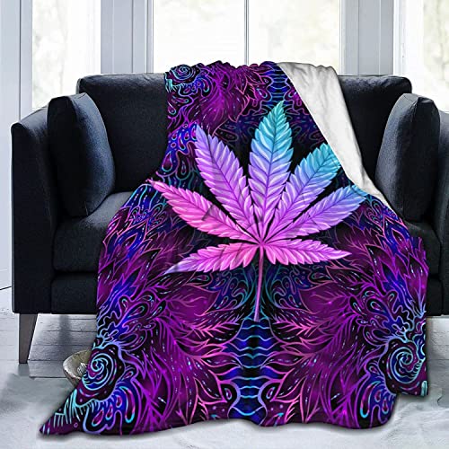 Colourful Weeds Leaves Blanket Throw Blanket Lightweight Microfiber Blankets for Bed Couch Sofa Blanket Quilt 50"X40"