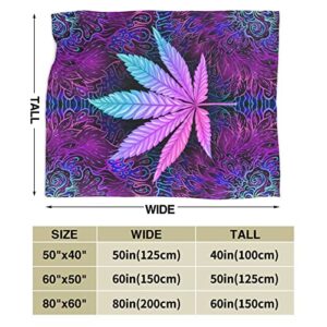 Colourful Weeds Leaves Blanket Throw Blanket Lightweight Microfiber Blankets for Bed Couch Sofa Blanket Quilt 50"X40"