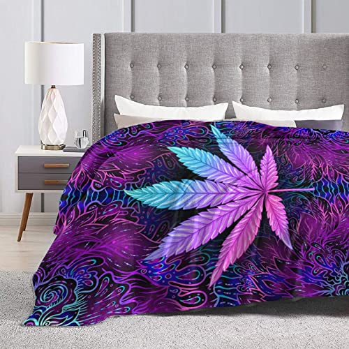 Colourful Weeds Leaves Blanket Throw Blanket Lightweight Microfiber Blankets for Bed Couch Sofa Blanket Quilt 50"X40"