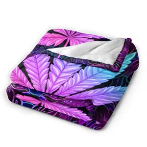 Colourful Weeds Leaves Blanket Throw Blanket Lightweight Microfiber Blankets for Bed Couch Sofa Blanket Quilt 50"X40"