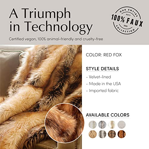 Fabulous-Furs Donna Salyers Faux-Fur Throw Blanket, Plush and Soft Blanket, 60x72 in, Red Fox