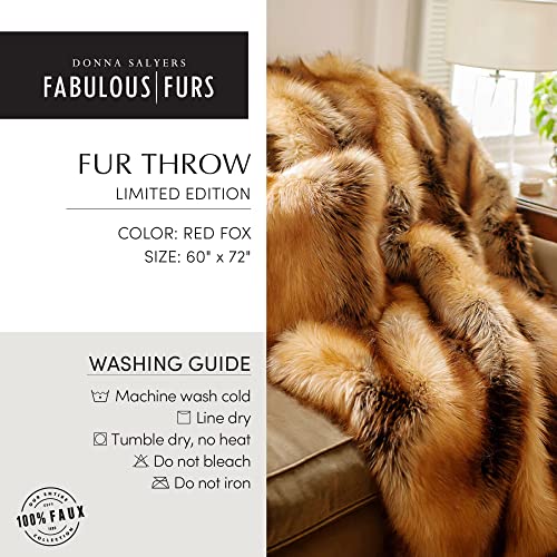 Fabulous-Furs Donna Salyers Faux-Fur Throw Blanket, Plush and Soft Blanket, 60x72 in, Red Fox