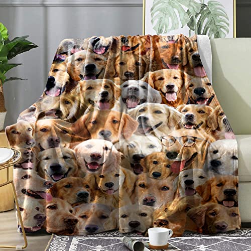 HSELOGI Golden Retriever Blanket Gift for Dog Lover Funny Dog Print Fleece Blanket Home Decor Plush Fuzzy Blanket Cute Puppy Blanket Throw for Kids Girls Boy for Adult Women Sofa Bed Chair 60"x80"