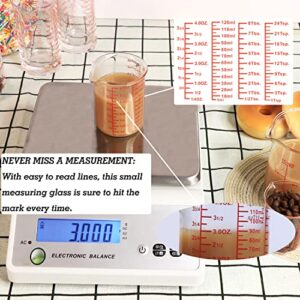 High Borosilicate Glass Measuring Cup Set-V-Shaped Spout，Includes 60ml(2OZ), 120ml(4OZ), and 250ml(8OZ) Glass Measuring Beaker for Kitchen or Restaurant, Easy to Read