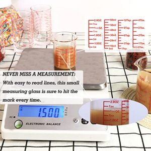 High Borosilicate Glass Measuring Cup Set-V-Shaped Spout，Includes 60ml(2OZ), 120ml(4OZ), and 250ml(8OZ) Glass Measuring Beaker for Kitchen or Restaurant, Easy to Read