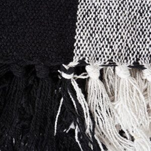 DII Buffalo Check Collection Rustic Farmhouse Throw Blanket with Tassles, 50x60, Black/White