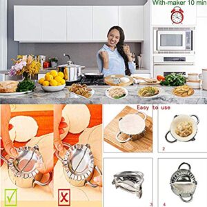 Stainless Steel Dumpling Ravioli Maker Press,AUAM 2 Pack Pierogi Mold - Wonton Mould, Easy-tool for Dumpling Wrapper Dough Stamp Cutter Pastry Pie Making (Small 3 inch,Large 3.75 inch)