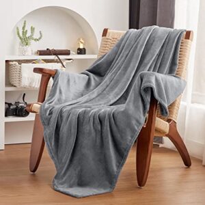 CozyLux Fleece Blanket Queen Grey 90" x 90" - 300GSM Super Soft Lightweight Microfiber Flannel Blankets for Travel Camping Chair and Sofa, Cozy Luxury Plush Fuzzy Bed Blankets, Gray