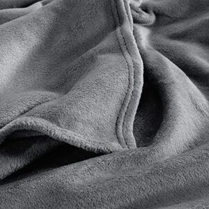 CozyLux Fleece Blanket Queen Grey 90" x 90" - 300GSM Super Soft Lightweight Microfiber Flannel Blankets for Travel Camping Chair and Sofa, Cozy Luxury Plush Fuzzy Bed Blankets, Gray