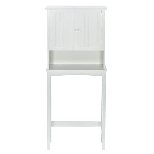 Yone jx je Over The Toilet Storage Cabinet with 2 Doors and Shelf, 3-Tier Space Saving Organizer Rack, Stable Freestanding Above Toilet Stand, Bathroom Cabinet for Bathroom, Restroom, Laundry, White