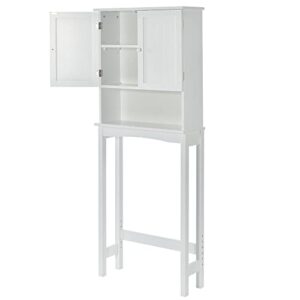 Yone jx je Over The Toilet Storage Cabinet with 2 Doors and Shelf, 3-Tier Space Saving Organizer Rack, Stable Freestanding Above Toilet Stand, Bathroom Cabinet for Bathroom, Restroom, Laundry, White