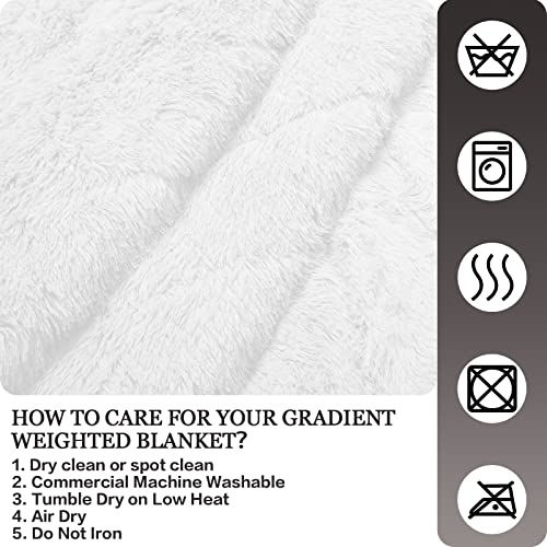 Yescool Faux Fur Weighted Blanket 60"x80" 20lbs,Fuzzy Cozy Shaggy Weighted Blanket Queen Size for Adult，Fluffy Sherpa Comfy Heavy Blanket for Women Men,Warm Soft Plush White Blanket for Couch Sofa Bed