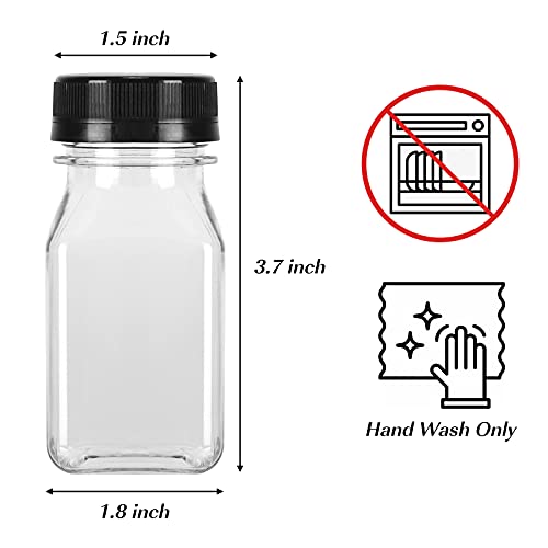 BAKHUK 36pcs 4oz Mini Plastic Juice Bottles with Caps, Empty Reusable Clear Bulk Beverage Containers for Juice, Milk and Other Beverages