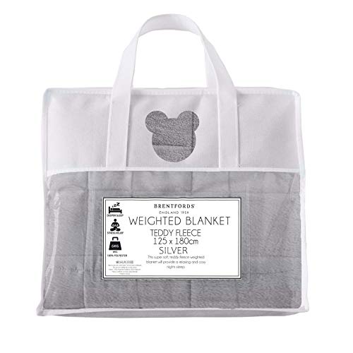 Brentfords Teddy Fleece Weighted Blanket - Silver Grey, 50" x 60-8.8lbs