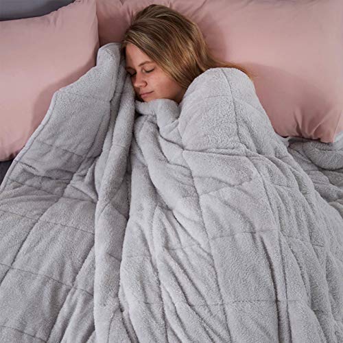 Brentfords Teddy Fleece Weighted Blanket - Silver Grey, 50" x 60-8.8lbs