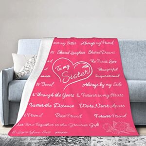 fleece pink sisters quote blanket - cozy flannel throw - heartfelt gift for sisters & best friends