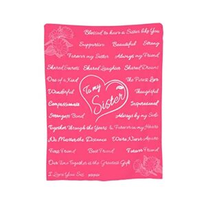 Fleece Pink Sisters Quote Blanket - Cozy Flannel Throw - Heartfelt Gift for Sisters & Best Friends