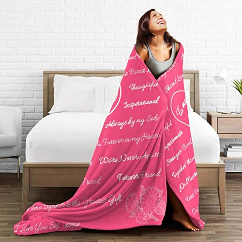 Fleece Pink Sisters Quote Blanket - Cozy Flannel Throw - Heartfelt Gift for Sisters & Best Friends