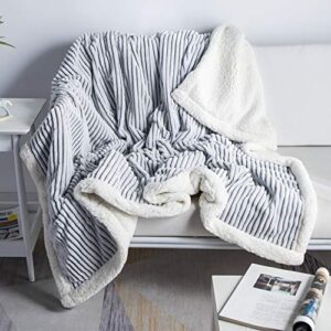 dissa sherpa blanket fleece throw – 51x63, grey & white – soft, plush, fluffy, fuzzy, warm, cozy, thick – perfect for couch, bed, sofa, chair - reversible throw blanket