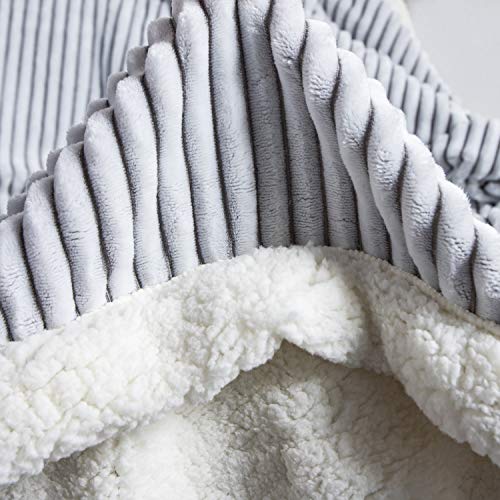 DISSA Sherpa Blanket Fleece Throw – 51x63, Grey & White – Soft, Plush, Fluffy, Fuzzy, Warm, Cozy, Thick – Perfect for Couch, Bed, Sofa, Chair - Reversible Throw Blanket