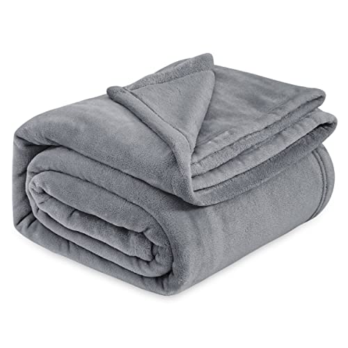 Bedsure Fleece Blankets Grey King & Bedsure 100% Cotton Muslin Blankets Grey Throw