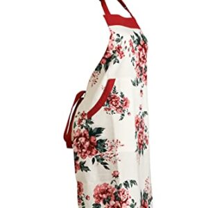 Perfect Present For Mothers, Ideal Mothers Kitchen Linen Set. Set Include Greeting Card, Bib Apron, Oven Mitt, Pot Holder, Kitchen Towel. Beautiful Flower Design, 100 Percent Cotton.