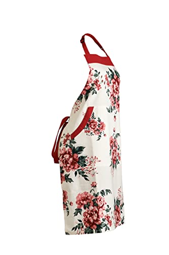 Perfect Present For Mothers, Ideal Mothers Kitchen Linen Set. Set Include Greeting Card, Bib Apron, Oven Mitt, Pot Holder, Kitchen Towel. Beautiful Flower Design, 100 Percent Cotton.