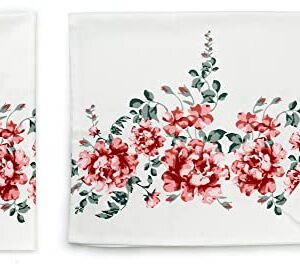 Perfect Present For Mothers, Ideal Mothers Kitchen Linen Set. Set Include Greeting Card, Bib Apron, Oven Mitt, Pot Holder, Kitchen Towel. Beautiful Flower Design, 100 Percent Cotton.