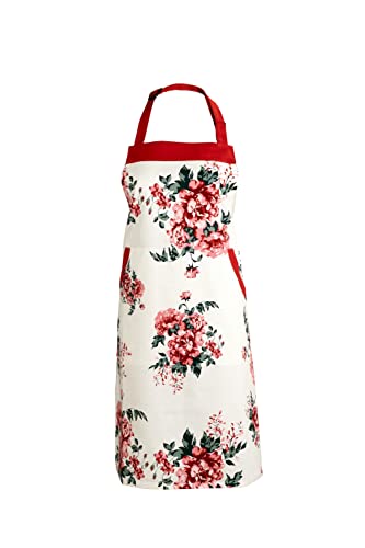 Perfect Present For Mothers, Ideal Mothers Kitchen Linen Set. Set Include Greeting Card, Bib Apron, Oven Mitt, Pot Holder, Kitchen Towel. Beautiful Flower Design, 100 Percent Cotton.