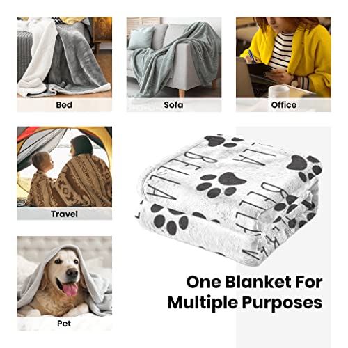 Ecautly Personalized Dog Blanket, Custom Paw Print Dog Blanket with Pets Name, Stuff for Pets, Customized Puppy Blanket with Name, Pets Bereavement/Passing Away Gifts