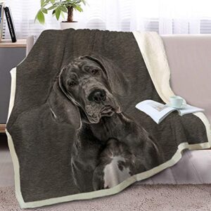 blessliving grey great dane throw soft blanket sherpa fleece lined blanket pet and dog lovers home throw blankets (twin, 60 x 80 inches)
