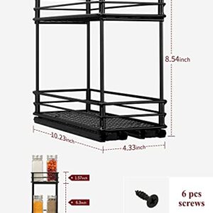 Sakugi Spice Rack Organizer for Cabinet - 2-Pack 2-Tier Pull Out Spice Rack for Kitchen Cabinet, Rustproof & Durable Spice Cabinet Organizer, Spice Organizer, 4.33''W x 10.23''D x 8.54''H
