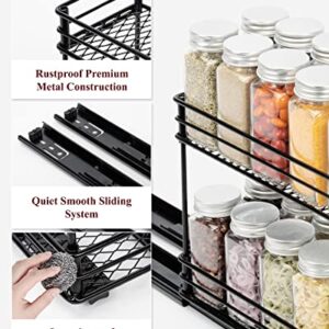 Sakugi Spice Rack Organizer for Cabinet - 2-Pack 2-Tier Pull Out Spice Rack for Kitchen Cabinet, Rustproof & Durable Spice Cabinet Organizer, Spice Organizer, 4.33''W x 10.23''D x 8.54''H