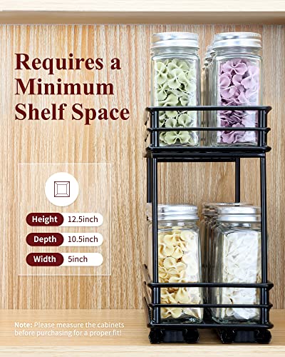 Sakugi Spice Rack Organizer for Cabinet - 2-Pack 2-Tier Pull Out Spice Rack for Kitchen Cabinet, Rustproof & Durable Spice Cabinet Organizer, Spice Organizer, 4.33''W x 10.23''D x 8.54''H