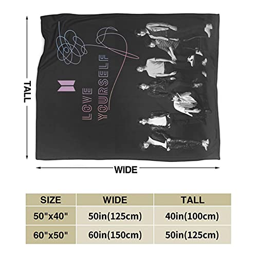 Kpop 3D Full Printed Anti-Pilling Flannel Throw Blanket, Soft and Comfortable for Home Office Wedding Gifts Outdoor Camping