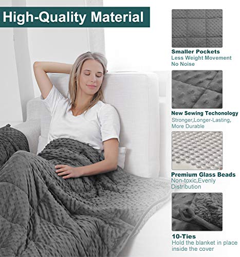 Double Couple Sherpa Fleece Weighted Blanket for Adult 20 lbs 60"x80" Queen Size 160-280 lbs Individuals Extra Fuzzy Throw Blanket Plush Heavy Blanket with Premium Glass Beads for Bed