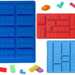 Block Non-Stick Ice Cube Tray Silicone Mold, Candy Moulds, Chocolate Moulds, for Kids Party's & Baking Building Block Themes & Cake Muffin Cupcake Gumdrop Jelly(Set of 3 pcs)