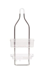 idesign brushed stainless steel zia shower caddy, clear