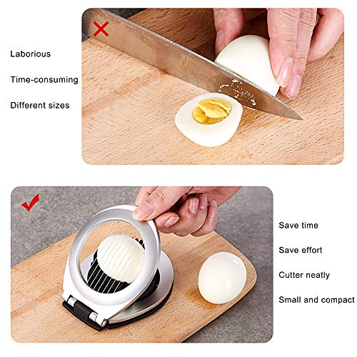 Egg Slicer, BIBURY Egg Slicer for Hard Boiled Eggs, Egg Cutter Heavy Duty for Egg Strawberry Mushroom Soft Fruit, Stainless Steel Wire with 3 Slicing Styles, Easy to Clean