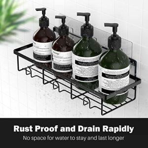 EXQLIFE YAWSOUP Shower Caddy Shelf with Hooks Storage Rack Organizer ，Can be wall-mounted without holes for Bathroom, Washroom, Restroom, Shower, Toilet, Kitchen