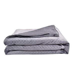 BlanQuil Quilted Weighted Blanket (Grey 15lb) W/Removable Cover, 47x74,